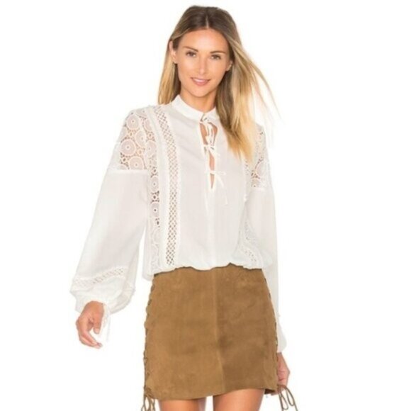 REVOLVE Tularosa Women's Blouse Long Flare Sleeve Ivory Boho chic Size XS NWT - Picture 6 of 16